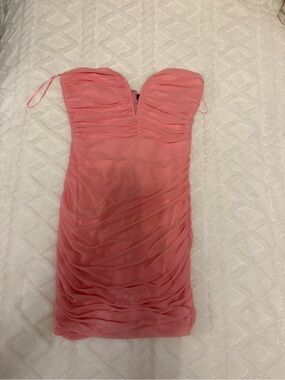 Strapless Ruched Pink Cocktail Dress